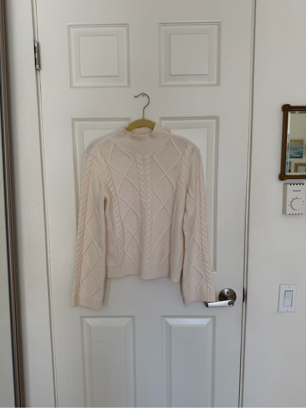 LOFT Cream Cable Knit Turtleneck Sweater